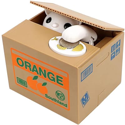 Spaarpotten Geldspaarbox Geautomatiseerde Panda Kat Steelt Muntbank Woondecoratie Leuke Elektronische Spaarpotten Kinderkado beige