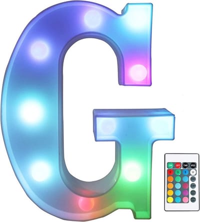 Lichtgevende Letter G - 22 cm - RGB Met Afstandsbediening