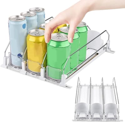 SnelShoppen - Koelkast Organizer voor Drankflessen en Blikjes, Multifunctionele Keuken Organizer, Cans Dispenser voor Bier en Sprankelend Water, 31x25