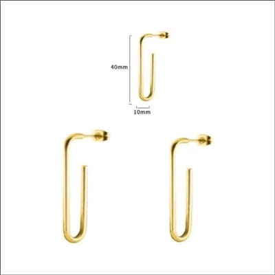 Aramat Jewels | Oorbellen | Stalen Rechthoekige Oorbellen | Goudkleur | |2mm | Staal | Volwassenen | Verkleurd niet