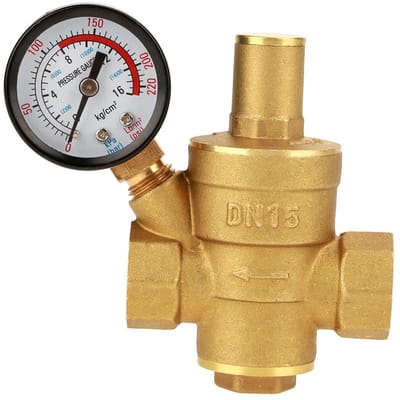 JHUBERS- Drukregelaar DN15 messing - Verstelbare Waterdrukregelaar - Drukreducerende Klep - 1/2 inch Draad - Hoge Precisie - Geschikt voor Hydrauli