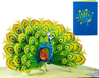 3D Pop-Up Wenskaart Pauw - Unieke Vouwkaart voor Verjaardag, Liefde en Alle Gelegenheden