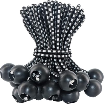 Elastisch touw - 50 stuks - met balletje - 15 cm - zwart
