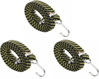 Verstelbare Bungee Koorden - Spanbanden Elastisch - Lading Zekeren - Plat Ontwerp - 3 stuks 200 cm - Geel