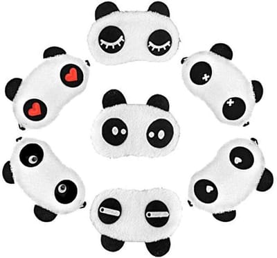 Panda Oogmaskers - Slaapkap - Ontspannen Slapen - Zachte Pluche Stof - 7 Stuks - Wit
