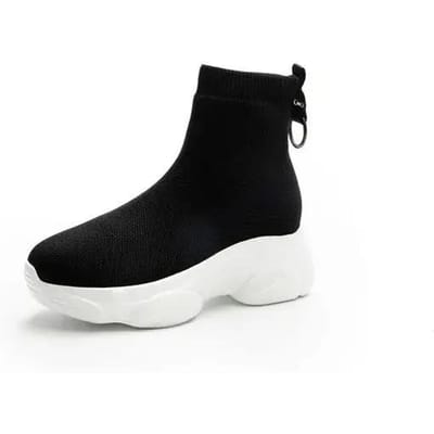 Herfst Nieuwe Gebreide Elastische Sokken Laarzen voor Dames Dikke Zool Instapper Sport Casual Schoenen Vrouw Licht Antislip Platform Botas Mujer 40