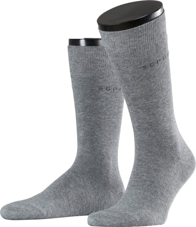 Esprit Basic Uni 2-Pack eenkleurig katoen multipack sokken heren grijs - maat 39-42