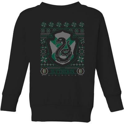 Harry Potter Slytherin Crest Kids' Christmas Sweatshirt - Black - 98/104 (3-4 jaar)