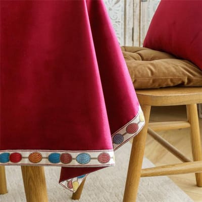 Fluwelen Tafelkleed Scandinavische Stijl Rechthoekig Tafelkleed Geborduurd Eet- Thee Tafelkleed Verjaardagsfeest Vierkant Kreukvrij 110x110cm-Square rood