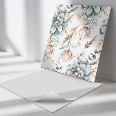 Wallfluent Vinyl Tegels - Bloemen- en Geometrische Patronen Vinyl Vloer Tegels - 30 cm x 30 cm - Groente PVC Tegels - 9 stuks - Vierkant PVC Tegels - Patroon Plaktegels - Zelfklevende Vinyl Tegels - Plaktegels Keuken en Badkamer