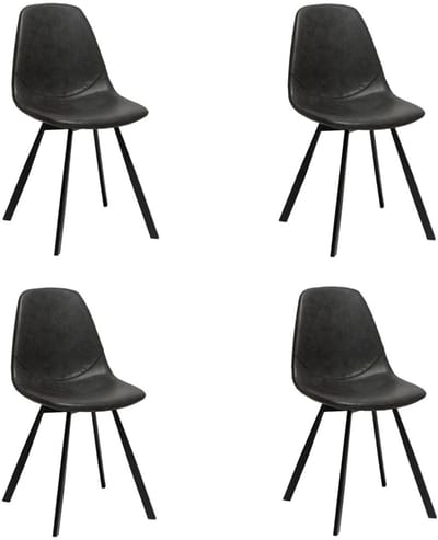 Bronx71® Industriële eetkamerstoel Logan antraciet eco-leer - Eetkamerstoelen set van 4 - stoel