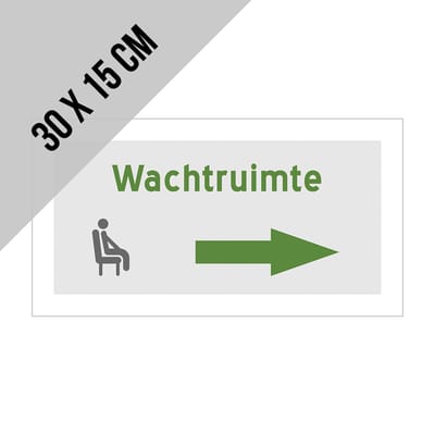 Pictogram/ bord | "Wachtruimte" - pijl naar rechts | 30 x 15 cm | Dokter | Wachtzaal | 1 stuk