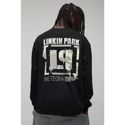 Oversized Sweatshirt Met Linkin Park Licentie Print | Black | Size Large