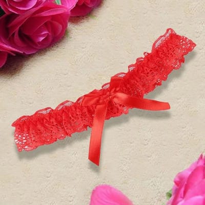 Bague de Jambe Femme Nœud Lingerie Sexy Dentelle Florale Porte-Jarretelles Boucle de Jambe Nœud Lolita Costume de Mariée Cosplay Mode Bague de Bas One Size red