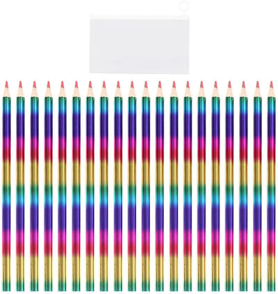 BRENZOOS- Regenboogpotloden 20 Stuks - Tekenpen - Schetspotlood - Potloodcadeau - Duurzaam - Houten Materiaal - Lengte 17,5 Cm - Kleurpotloden
