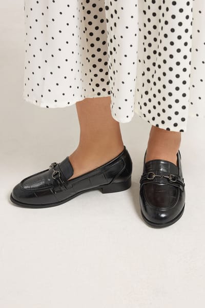 Yours Zwarte Crocsnaffle Loafers In Brede Epasvormsize 37EEE