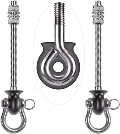 2-delige hangbouten voor hangmat en schommel, 24,5 cm, roestvrij staal, 1500 lbs capaciteit
