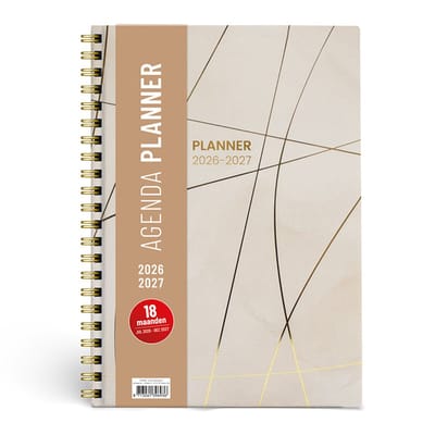 SOHO - Planner A4 - Jaar 26/27 - 18 maanden - 1 week op 2 pagina`s - Spiraal - ELARA - Crème - 29x21cm