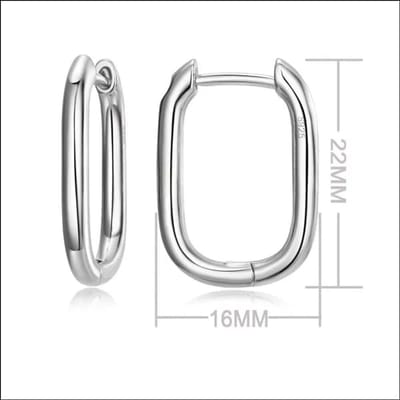 Aramat Jewels | Oorringen | Echt Zilveren Oorringen vrouw en man | 10-rechthoek 16x3mm | |6mm | Zilver | Kinderen, Volwassenen | Verkleurd niet
