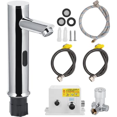 Robinet de salle de bain à capteur automatique G1/2 po, à induction infrarouge, eau chaude et froide gray