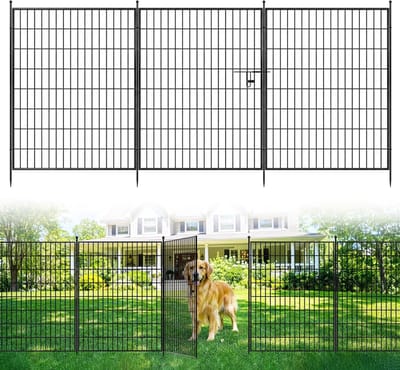 Metalen tuinscherm 5 x Dierbarrière, 101cm H, 360cm L