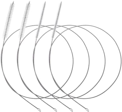 4 stuks roestvrijstalen slangborstels met 2 soorten borstels, 1 m nylon, extra lange reinigingsborstel, dunne flessenborstel, buisborstel, melkslangborstel voor rietbuis, koelkastafvoer