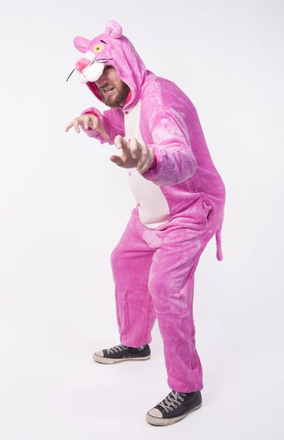 Onesie Pink Panther pak kostuum roze - maat XS-S - panter jumpsuit huispak