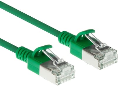 ACT Groene 0,25 meter LSZH S/FTP CAT6A slimline patchkabel snagless met RJ45 connectoren DB7752