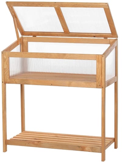 Kweekbak met Deksel - Verhoogde Moestuinbak - Eikenlook – Kweektafel voor Buiten - Kweekkas / Tuinkas - 79 x 38 x 86 cm