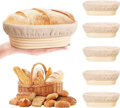 White-Label® Rijsmandje Broodbakken - Rijsmandje Brood - Rijsmand Rond - Banneton - Beige