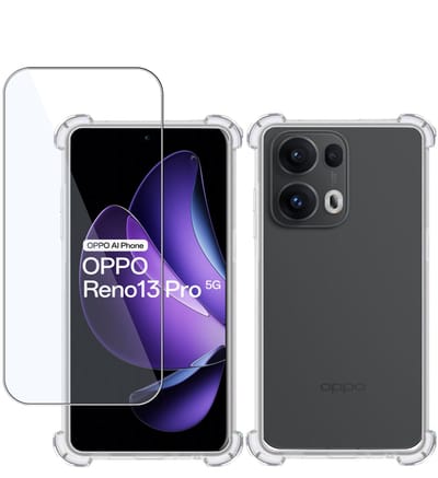 TechNow Hoesje + Screenprotector geschikt voor OPPO Reno 13 Pro – Tempered Glass - Extreme Shock Case Transparant