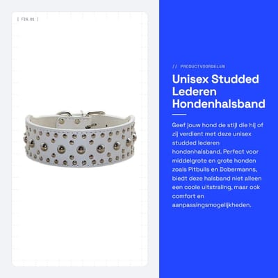 Dailygoods- Halsband Lederen - Verstelbaar - Medium/Groot - 2 Inch Breed - Duurzaam Kunstleer - 5 Verstelgaten - Vernikkelde Hardware - Hondhalsband
