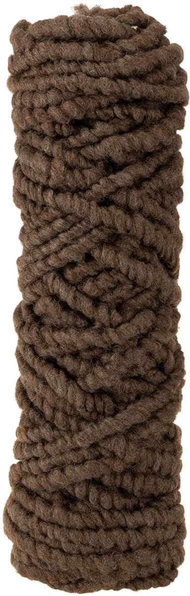 Pluizig Mirabell wollen koord, bruin, 25 meter decoratief lint voor bl