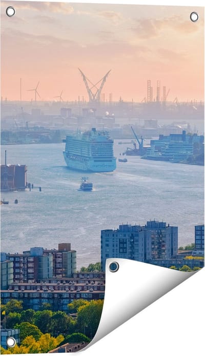 Gards Tuinposter Rotterdamse Haven bij het Water - 40x60 cm - Tuindoek - Tuindecoratie - Wanddecoratie buiten - Tuinschilderij