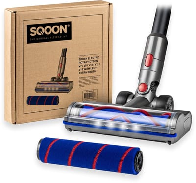 SQOON® Stofzuiger Mondstuk Geschikt voor Dyson Stofzuiger V7 / V8 / V10 / V11 en v15 Series - Met Twee Borstels - Zuigmond voor Dyson Steelstofzuiger - LED Licht
