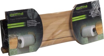 Houten keukenrolhouder voor aan de muur 37 x 13 cm - Keukenbenodigdheden - Keukenaccessoires - Keukenpapier/keukenrol houders - Muurhouders voor in de keuken
