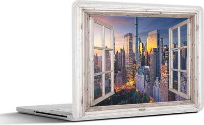 Laptop sticker - 10.1 inch - Doorkijk - New York - Skyline - 25x18cm - Laptopstickers - Laptop skin - Cover
