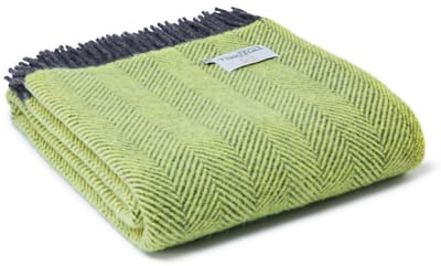 Plaid Visgraat Heldergroen met Donkergrijs - 150x183 - Nieuw Wol - Tweedmill UK