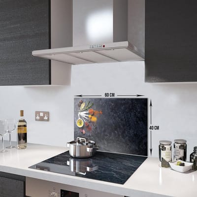 Kruiden Patroon Tempered Glas Spatbescherming Voor Achter de Kookplaat 40cm x 60cm