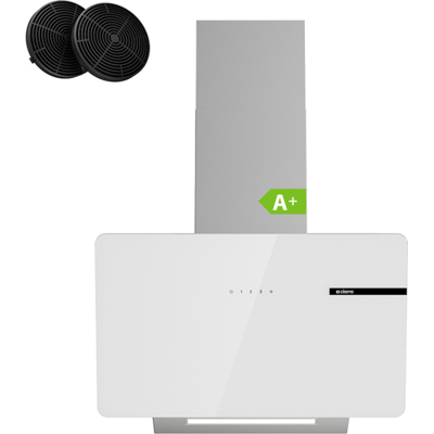 Ciarra 60 cm schuine afzuigkap, touchbediening, 580 m³/u, glas en roestvrij staal, met optionele afvoer- of recirculatie-installatie