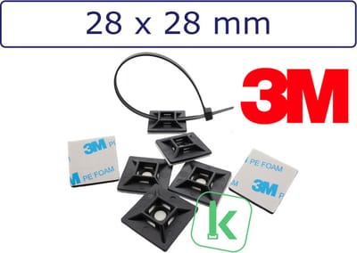 PRO-TIE® - 3M Plakzadels/schroefzadels 28 x 28 mm Zwart UV bestendig (Zak 100 stuks)