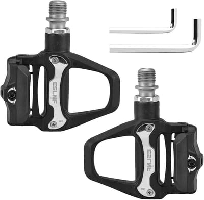 Fiets pedalen set - Klik pedalen - Lange afstanden fietsen - Verstelbare veerkracht - 9 x 10 cm - Zwart