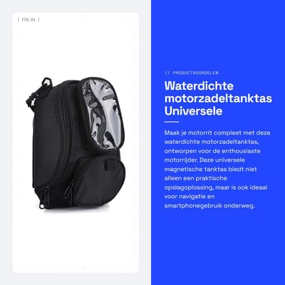 Dailygoods- Motorzadeltanktas Waterdicht - Universele Magnetische Tanktas - Slijtvast 1680D Oxford - 35x18x15 cm - Transparante GSM-Tas - Meerdere Vakken - Motorfiets Tas