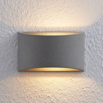 Lindby - wandlamp - 1licht - beton - H: 12 cm - G9 - grijs