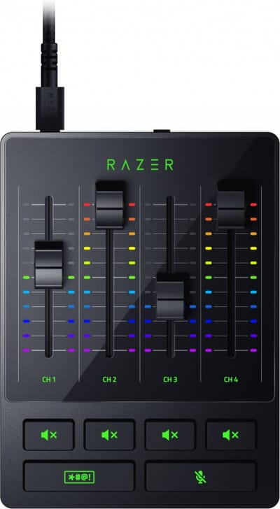 Razer Audio Mixer - 4 Kanaals Analoog Mengpaneel - voor Gaming & Streaming - 48V - Zwart