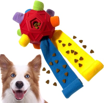 YAGXIG Hondensnuffelbal - snuffelbal - huisdierspeelgoed - onbreekbaar - huisdierbenodigdheden - interactief speelgoed - slow feeder - geschikt voor kleine, middelgrote en grote huisdieren (Rode Regenboog)