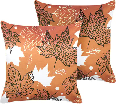POINSETTIA - Sierkussen set van 2 - Oranje - 45 x 45 cm - Fluweel