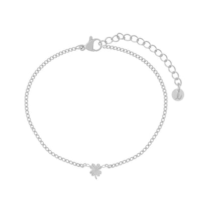 Armband gevlamd klavertje - Volwassenen - Zilver - Stainless steel (verkleurt niet) - Verlengkettinkje