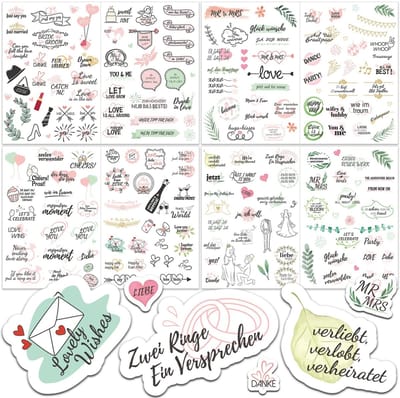 Dailygoods - Bruiloft Stickers - Vintage Guest Book - 8 Vellen