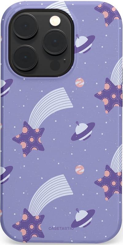 Casetastic Hoesje Geschikt voor Apple iPhone 14 Pro Magsafe - Stijlvolle Beschermende Duo-layer Case - Sterrenhemel Lila
